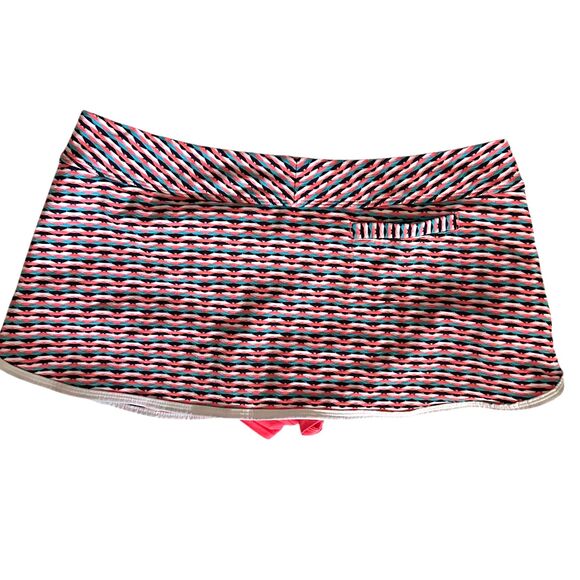 Athleta Orange and Blue Plaid Short Stretchy Tennis Skort with Pockets Size L - Picture 2 of 6